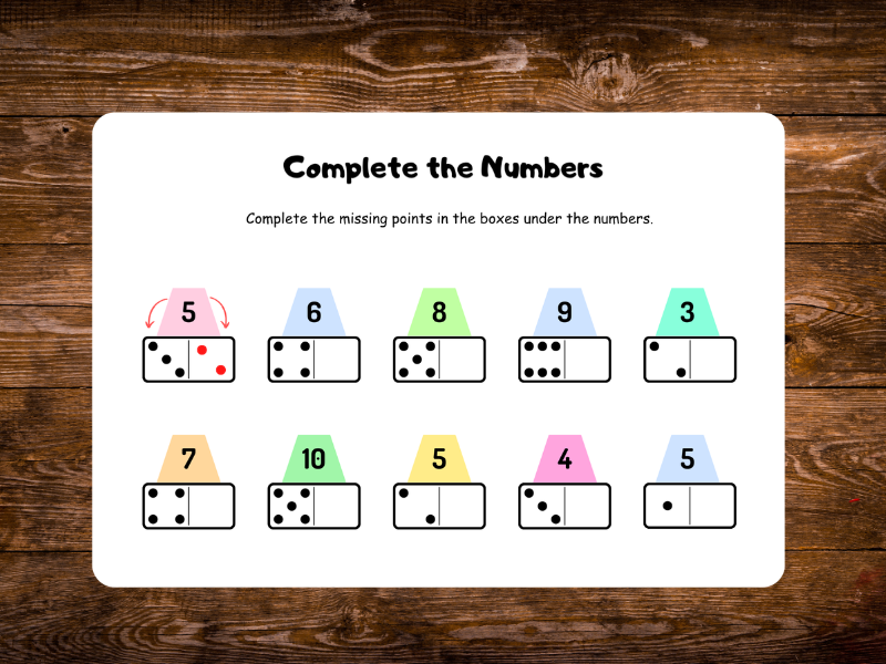 Complete the Numbers Worksheet