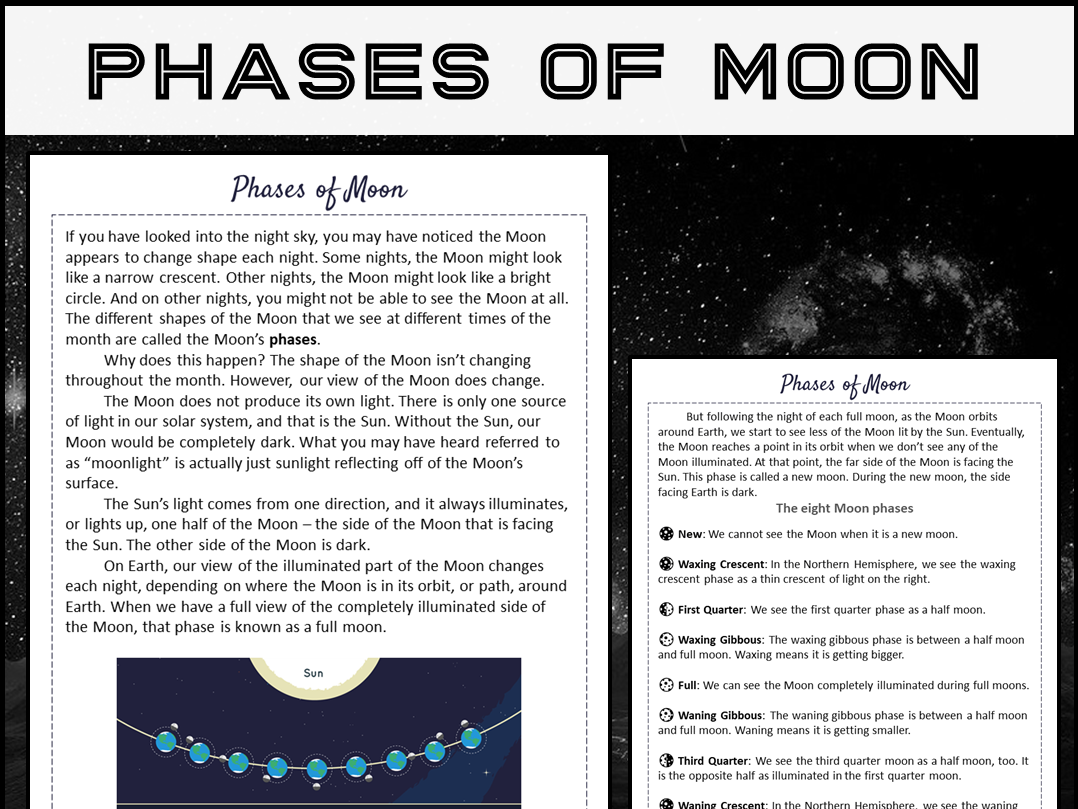 Phases Of Moon Reading Comprehension Passage and Questions - PDF