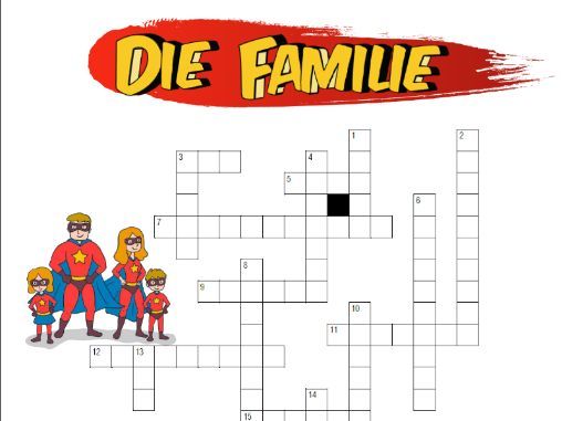 DAZ/DAF Die Familie, Kreuzworträtsel (German / Deutsch)