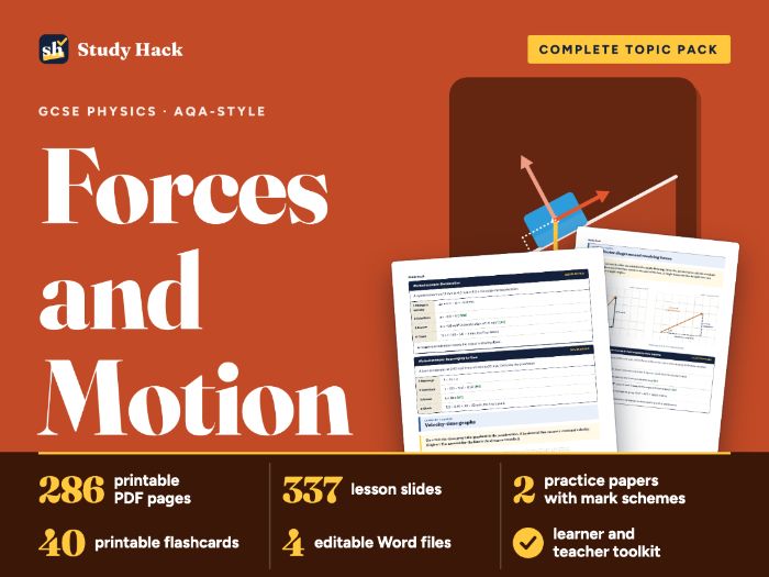 GCSE Physics Forces and Motion: AQA-style workbook, practice papers and lessons
