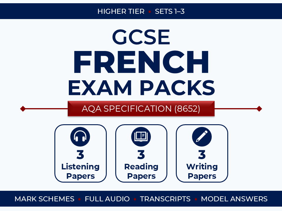 AQA GCSE French (2026) – Higher Exam Pack Bundle (Sets 1-3)