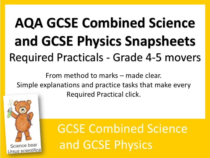 Required Practical Work, Grade 4-5 Movers - AQA GCSE Combined Science Physics & GCSE Physics
