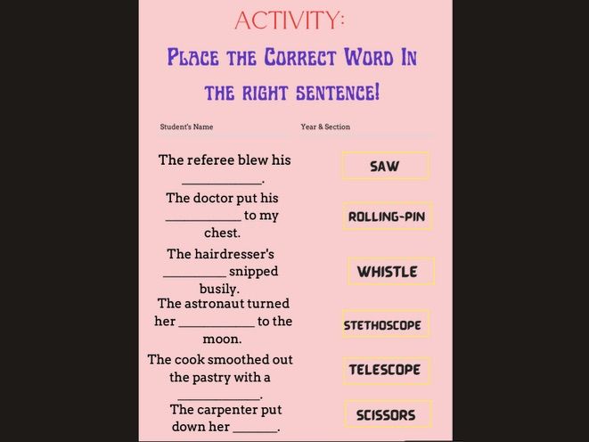 Match The Job Title To The Correct Definition Worksheets English 