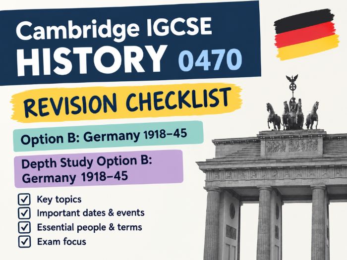 Cambridge IGCSE History 0470: revision checklist (Option B and depth study option B) Germany