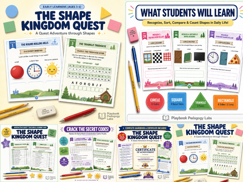 The Shape Kingdom Quest: A Quest Adventure through Shapes | Games | Practice |Worksheets| Activities