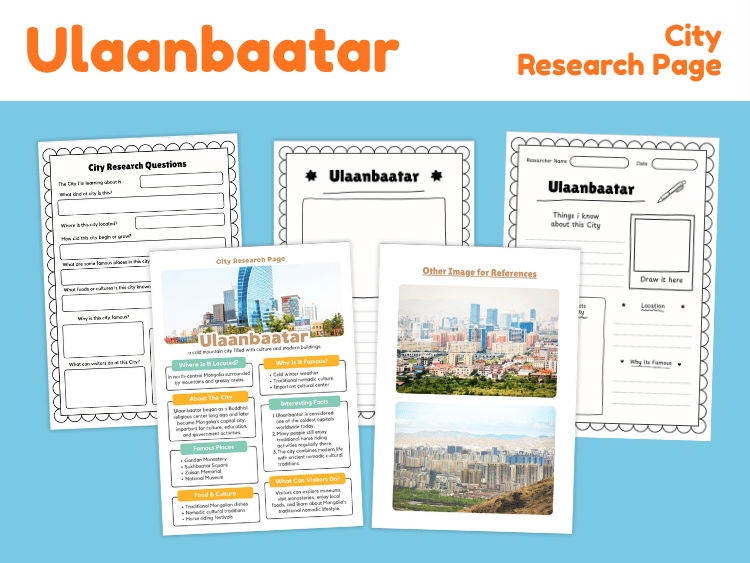 Ulaanbaatar City Research Project | Mongolia Geography Worksheets