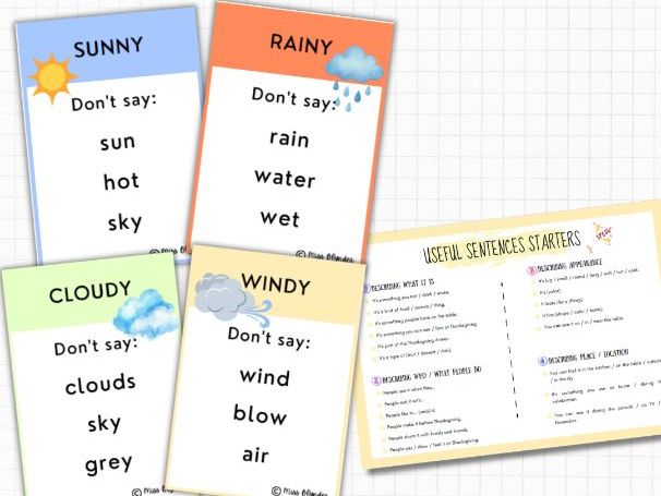 Weather Taboo Game – ESL Speaking Activity | Weather Vocabulary | No Prep | KS2