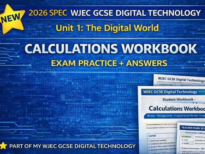 NEW 2026 WJEC GCSE Digital Technology Unit 1 Calculations Workbook + Answers
