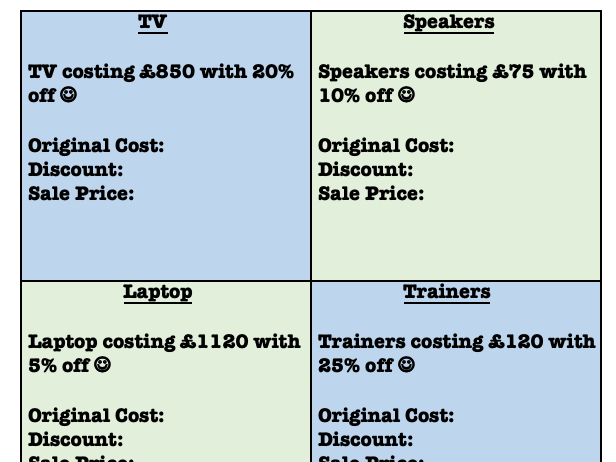 Percentages - Non - Calculator