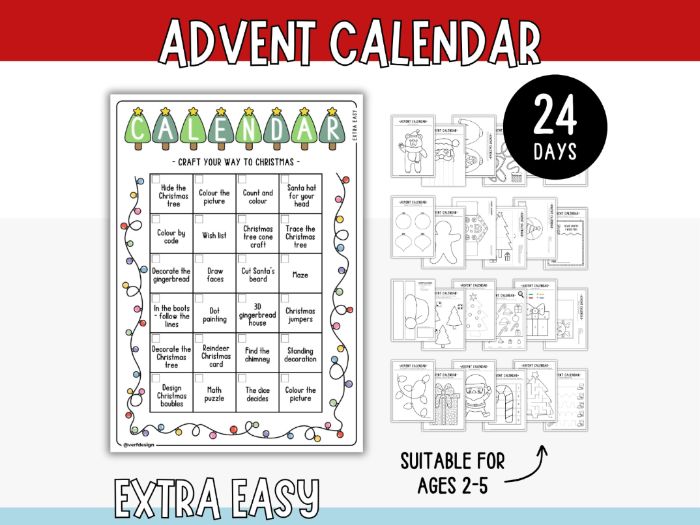 Printable Craft Advent Calendar - Extra Easy (24 days)