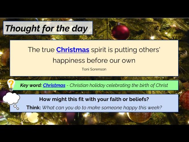Thought For The Day - Daily Worship (Christmas) 5 animated quotes 1 minute each