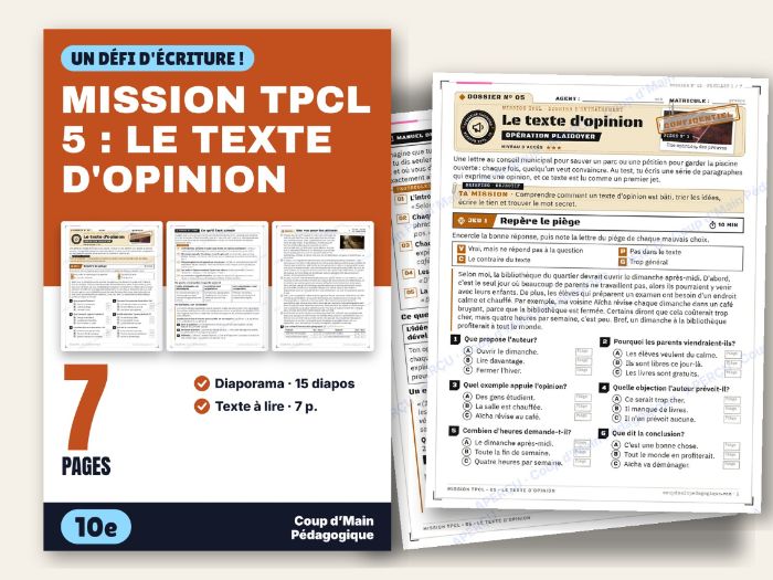 TPCL French Literacy Test Prep Grade 10 Opinion Writing | Mission TPCL 5