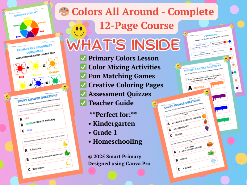 Colors Unit: Primary & Mixing Worksheets