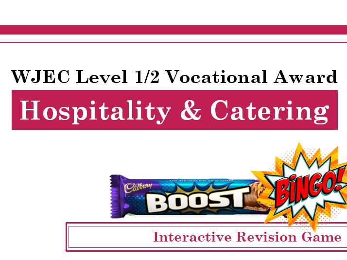 WJEC Hospitality & Catering Revision Bingo (Interactive Revision Game)