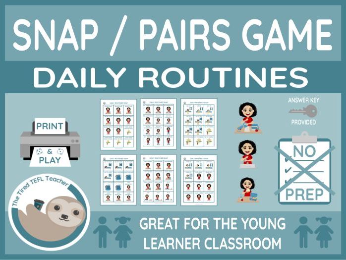 ESL Daily Routines Snap/Pairs Cards