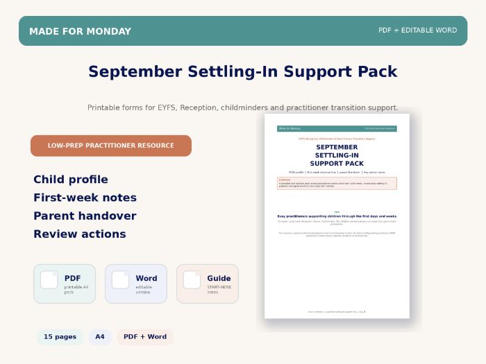 September Settling-In Support Pack