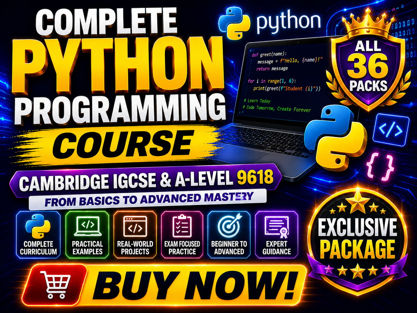 Complete Python Programming Course | Cambridge IGCSE & A-Level 9618 | All 36 Packs