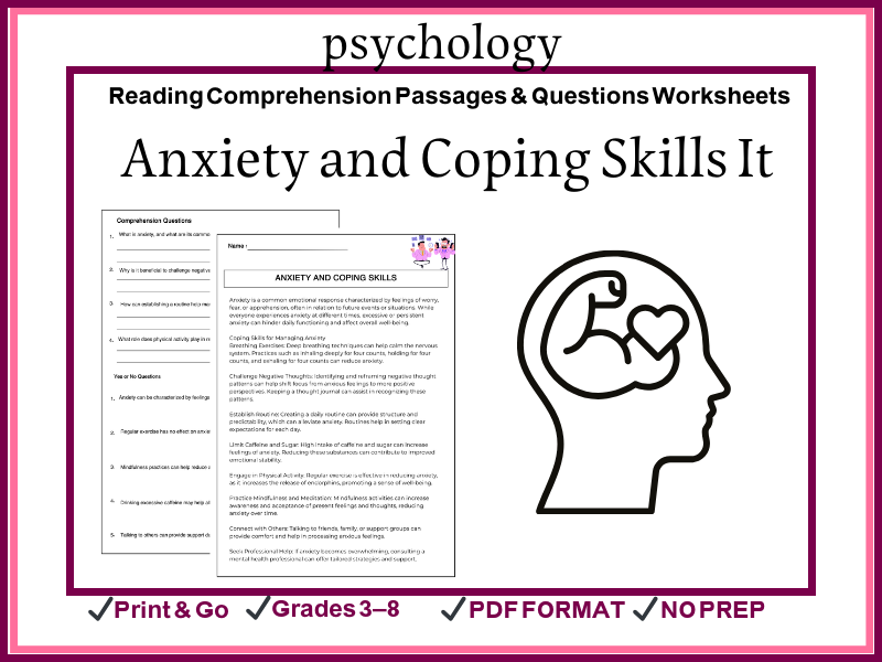 Help students understand anxiety and learn healthy coping strategies with this engaging reading