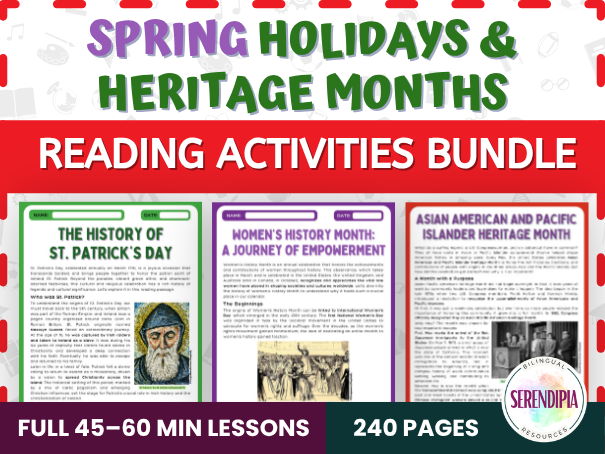 Spring Holidays & Observances (U.S.) Reading Passages & Comprehension Activities KS3, KS4 Literacy | BUNDLE
