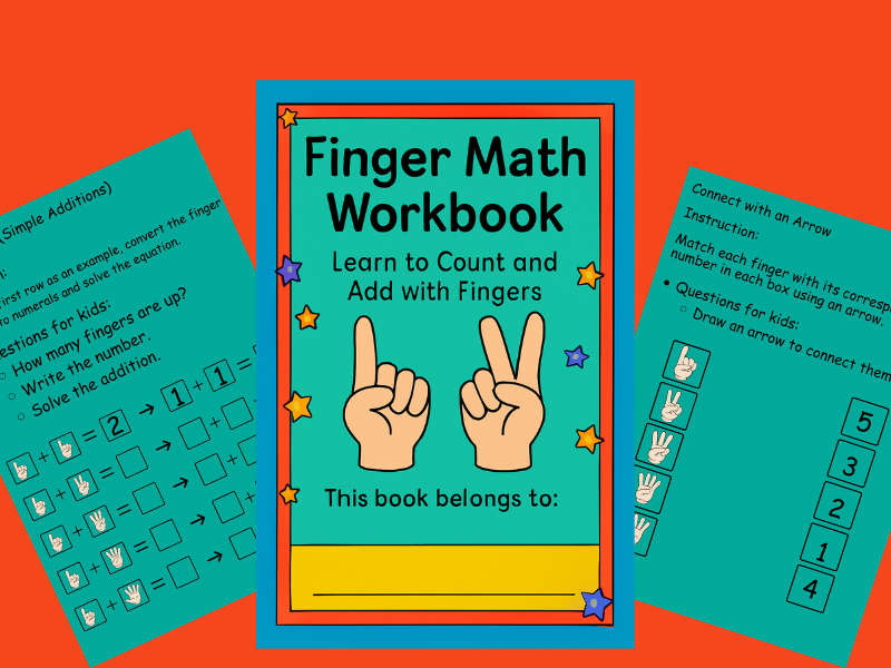 Finger Math Workbook  Illustrated Addition Worksheets for Early Learners