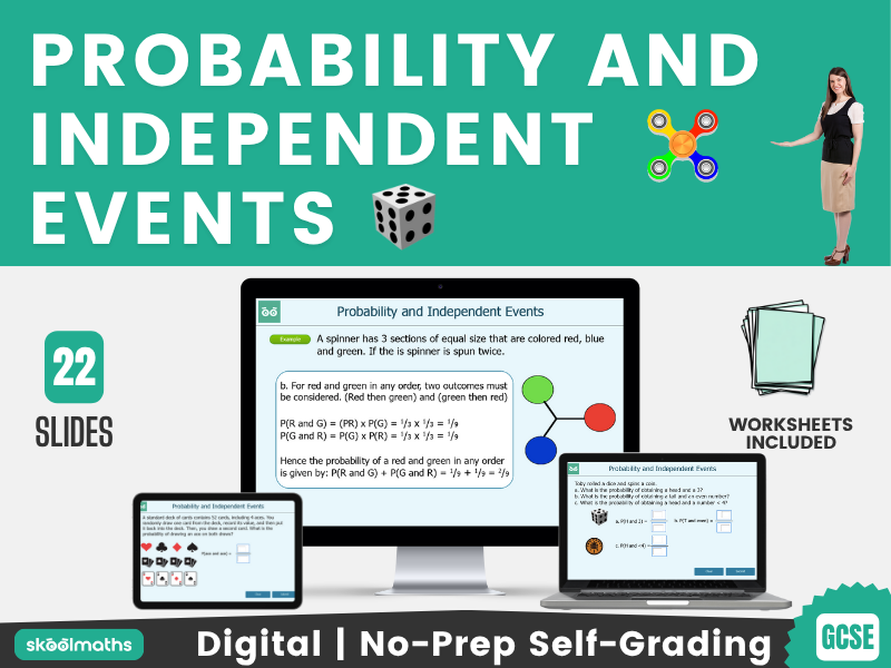 Probabilities: Independent Events Digital Maths Lesson and Activities for  KS3