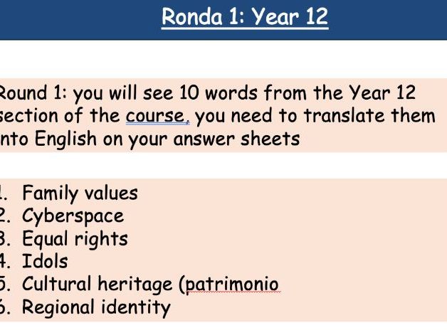 AQA A-Level Spanish vocab revision quiz WITH ANSWERS