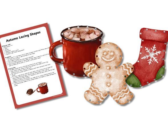 Cosy Winter Themed Lacing Cards