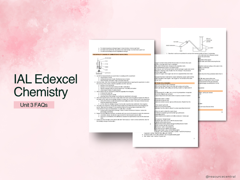 Edexcel IAL Chemistry Unit 3 Complete Revision Notes