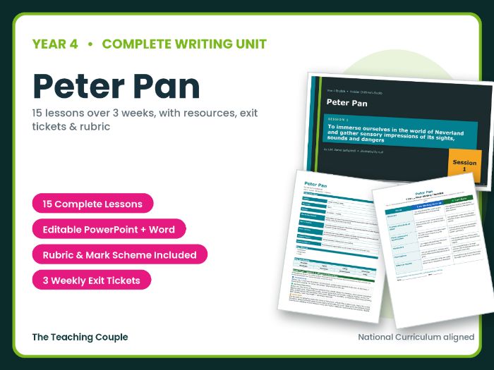 Peter Pan | Year 4 English Unit | 15 Complete Lessons + Resources + Mark Scheme