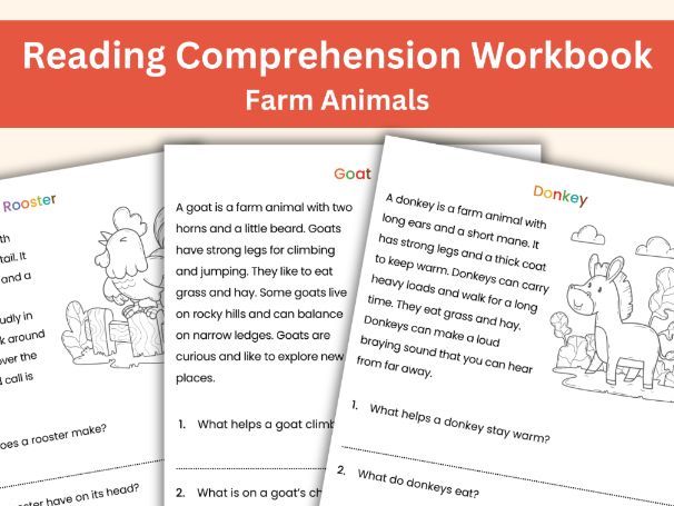 FREE Farm Animals Reading Comprehension Workbook | 17 Fun Non-Fiction Passages for KS1