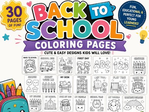 Back To School Coloring Pages | Doodle First Day Coloring