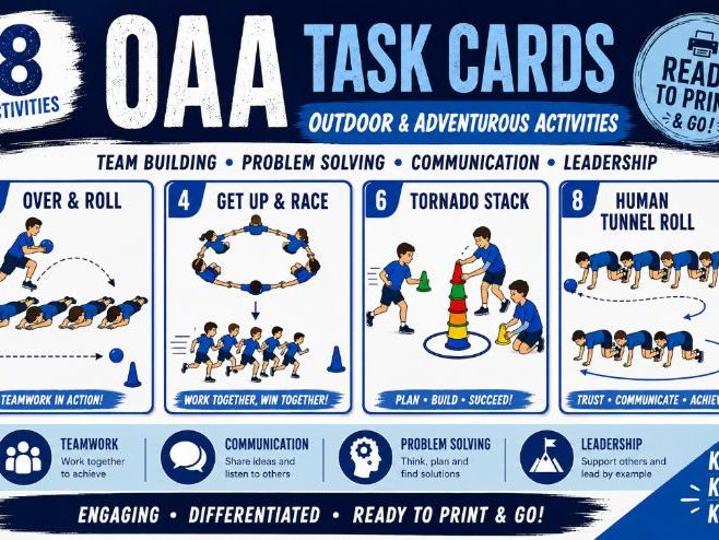 Outdoor & Adventurous Activities (OAA) Task Cards | PE Stations | Team Building Challenges