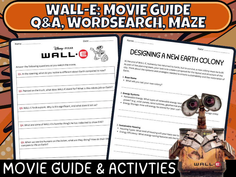Wall-E Movie Questions | Answer Key | Search word | Maze | Activity Science