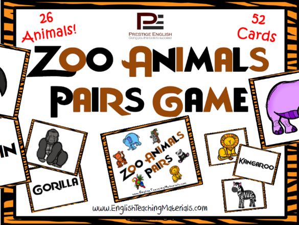 Zoo Animals Pairs Game