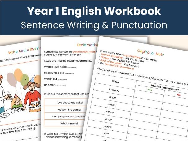 Year 1 English Workbook | Sentence Writing and Punctuation | Free Printable Worksheets