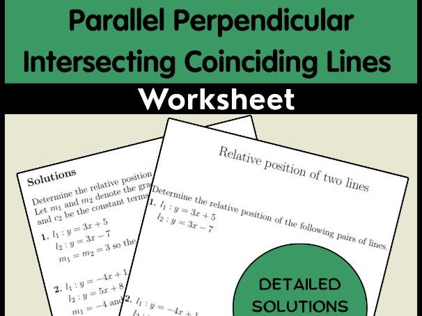 Parallel Perpendicular Intersecting Coinciding Lines Worksheet