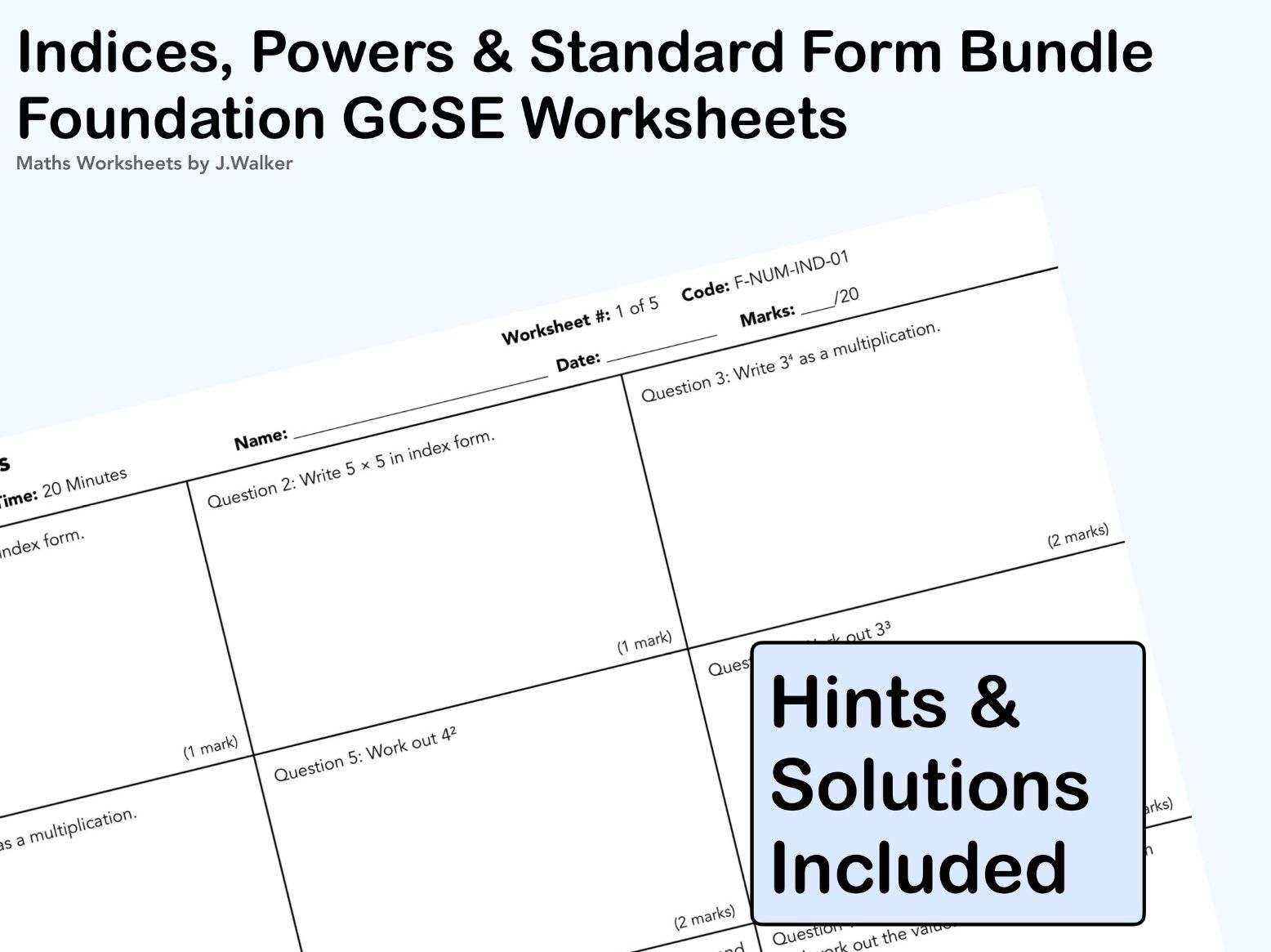 GCSE Maths: Indices, Powers & Standard Form Bundle - Foundation Tier