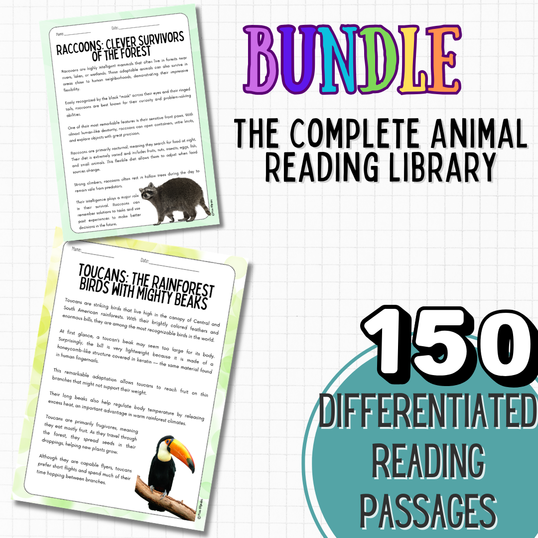 Animal Habitats and Continents Differentiated Reading Bundle | Informational Text & Comprehension | Ages 8–12
