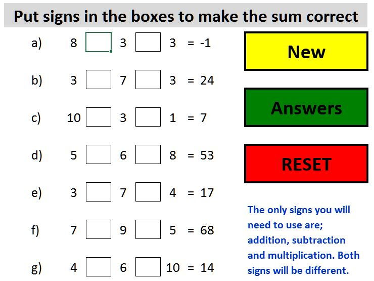 BIDMAS - add missing signs or brackets