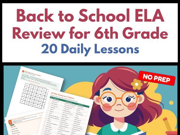 Back to School ELA Review for 6th Grade | 20 Daily Lessons