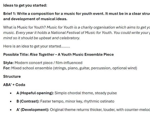 Eduqas GCSE Music  NEA Brief Composition 2026