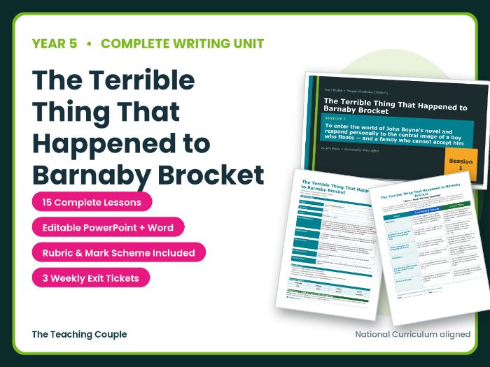 The Terrible Thing That Happened to Barnaby Brocket | Year 5 English Unit | 15 Complete Lessons