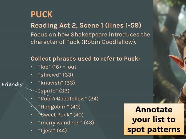 Analysis of Puck A2S1 of A Midsummer Night's Dream