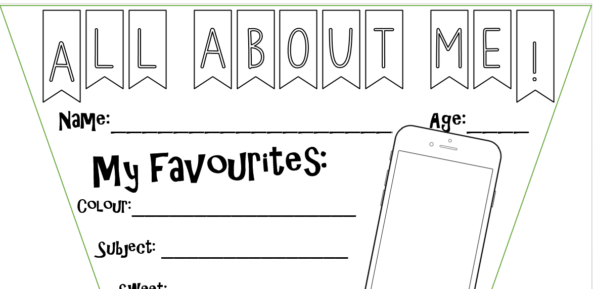 About Me bunting tutor time activity