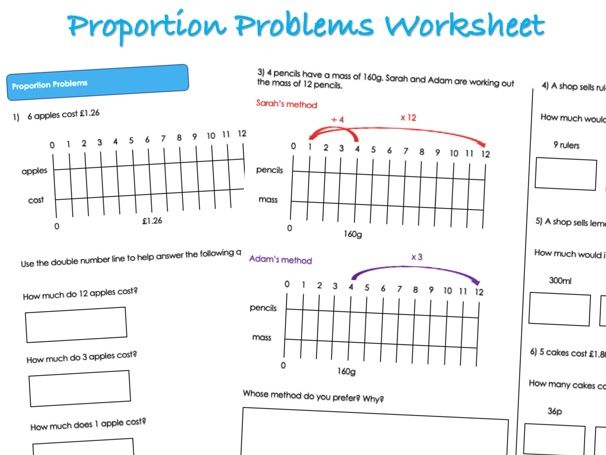 Ratio Worksheet - Proportion Problems