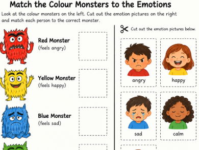 Colour Monster cut and match emotion activity