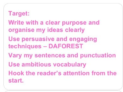 Marking Targets - Edexcel Language Paper 2