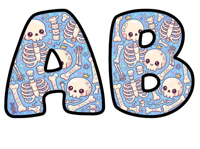 Skeleton and Bones Bubble Letters | Science Topic Bulletin Board Letters | Classroom Display Pack