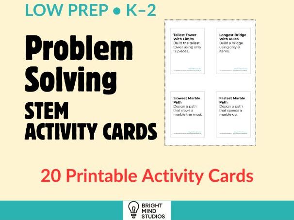 Problem Solving STEM Activity Cards | 20 Printable STEM Challenge Cards for KS1 & KS2
