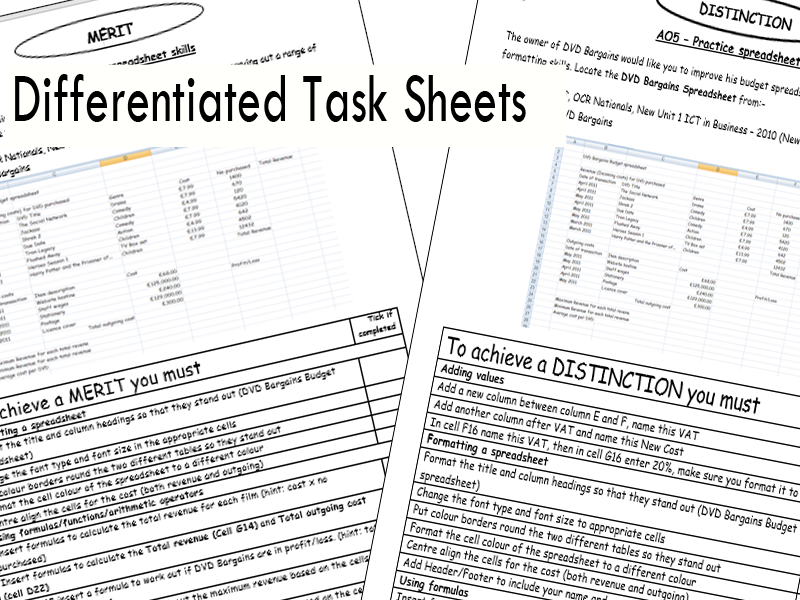 AO5 Spreadsheet practice task